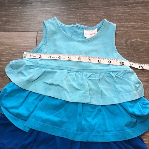 Hanna Andersson Sleeveless Blue Tiered Ruffle Dress Girls Size 90 US Size 3 - Picture 4 of 9